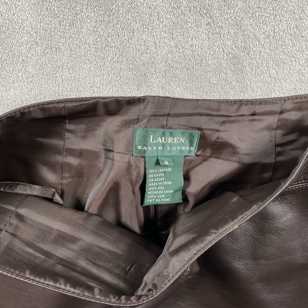 Lauren Ralph Lauren LRL Skirt Womens Sz 8 Brown Leather Pencil Western Boho 90s - Picture 7 of 13
